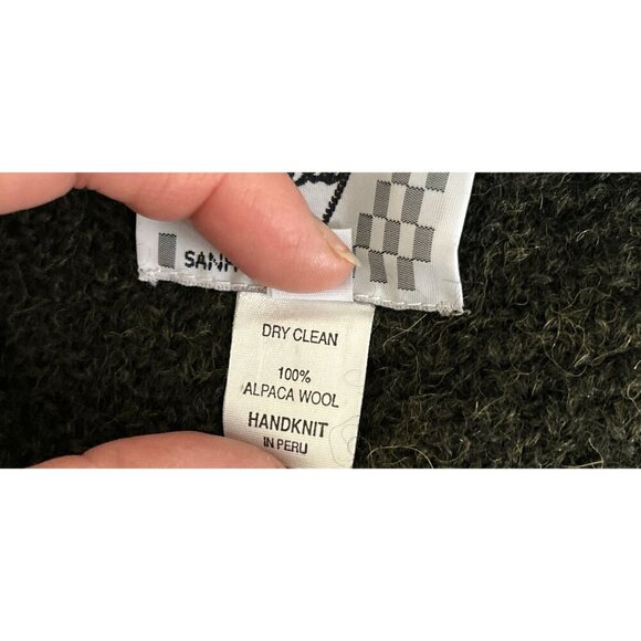 Hellet Alpaca Wool Knit Sweater Velvet Details Heather Green Size Med - Picture 7 of 7